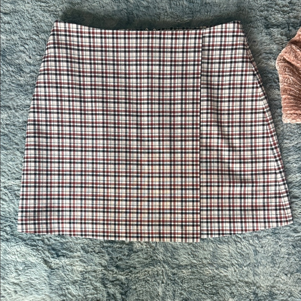 Gianni Bini Plaid Mini Skirt - Black, White, Red